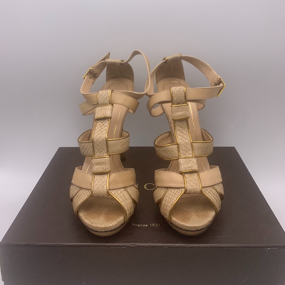 Gucci Malika Python/Leather Gladiator Sandals - image 3